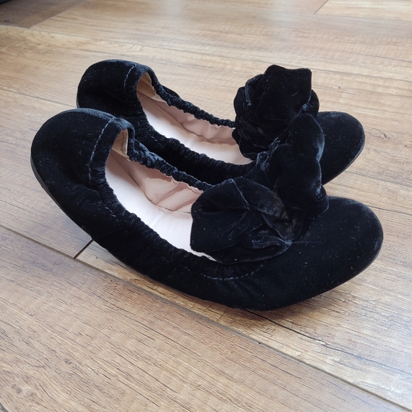 Miu Miu Prada Black Velvet leather lined Ballerina bow Flats 37 USA 6.5 - Picture 4 of 16
